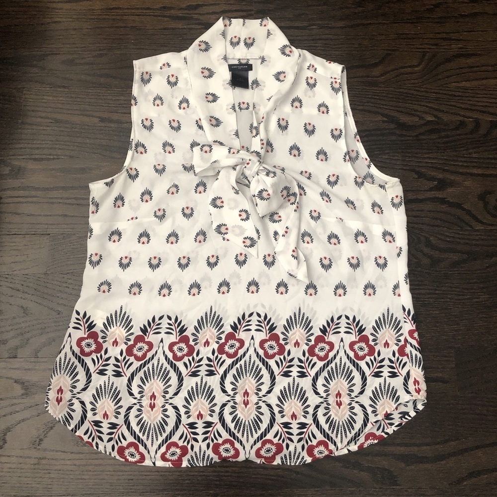 Ann Taylor Tie-Neck Sleeveless Blouse